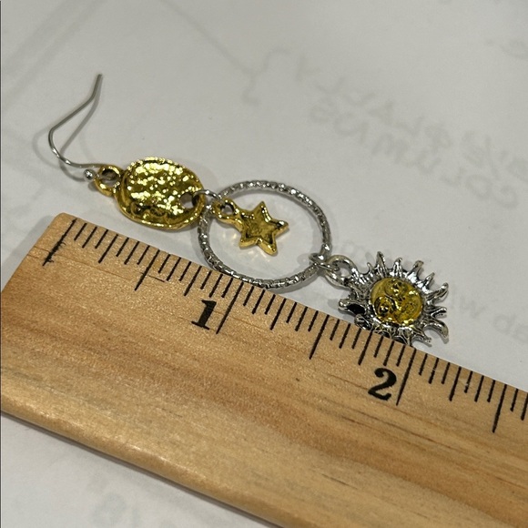 Gold and Silver Celestial Earrings - Picture 3 of 3